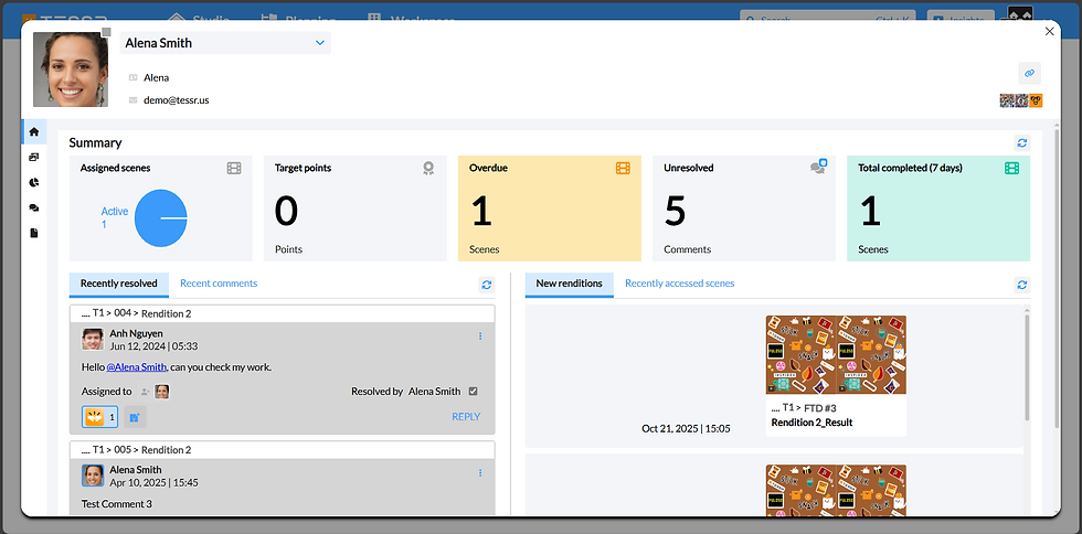 Screenshot of Insights feature in the TESSR App.
