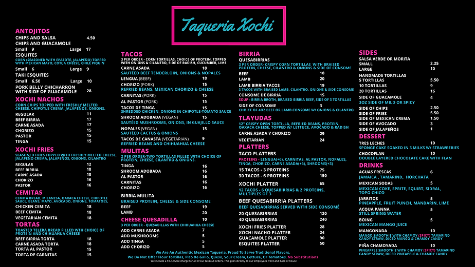 U st Menu - Hours 4pm to 11pm