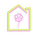 Little Room to Bloom logo of pink and green house with flower blooming 