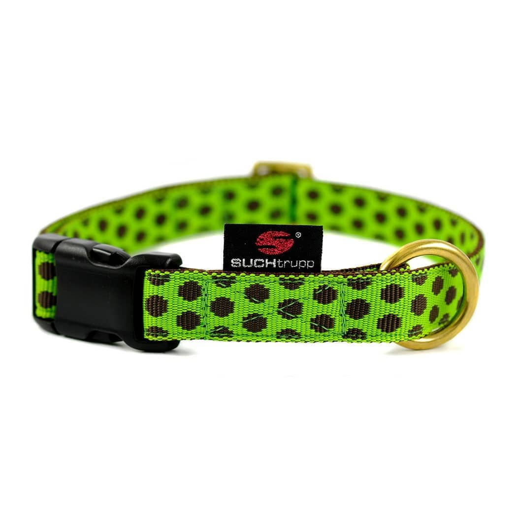 HALSBAND “DOTS LIME GREEN & BROWN”