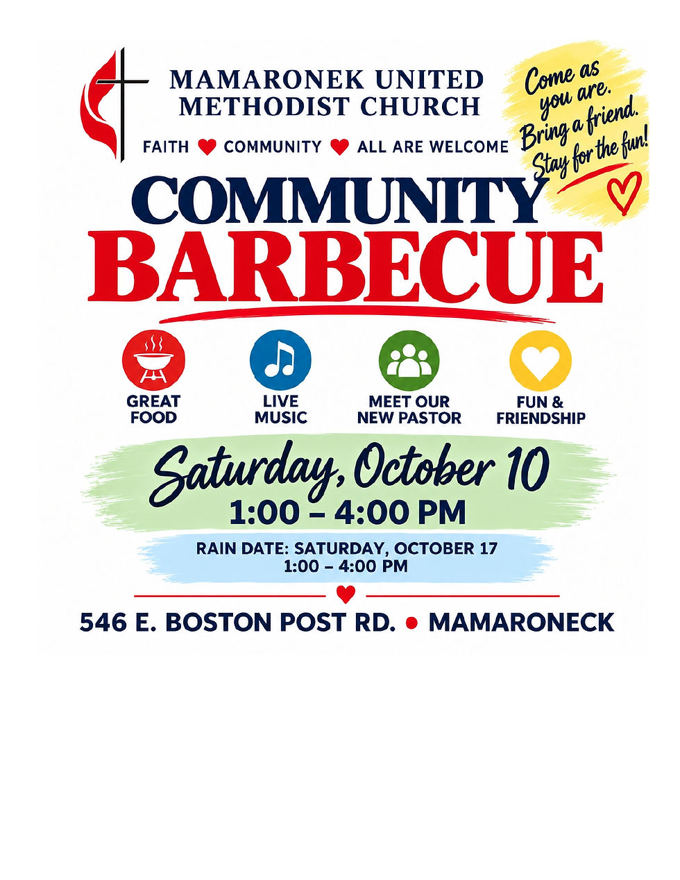 Come to the Community BBQ on Saturday, October 10