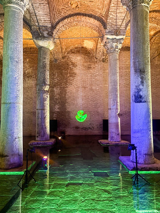 Art installation in the Basilica Cistern, Istanbul.