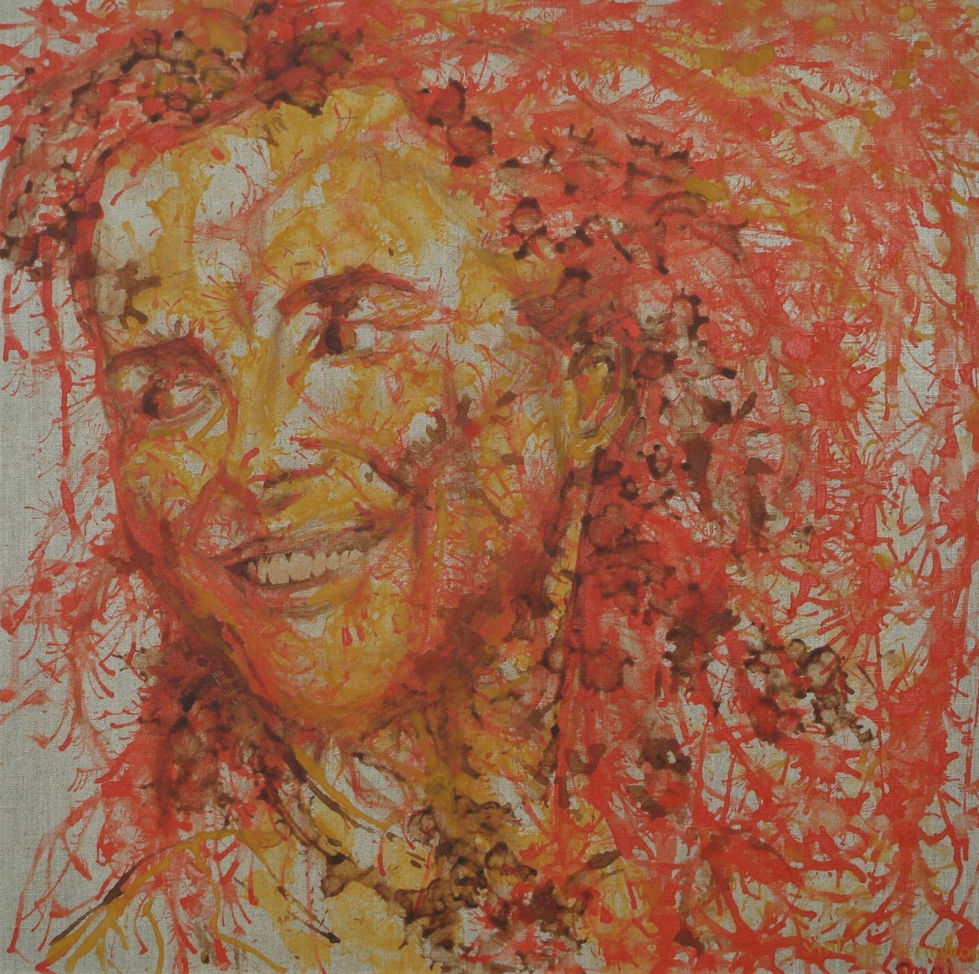 23 Sourire Acrylique sur toile de lin 60X60 cm Numéro 23