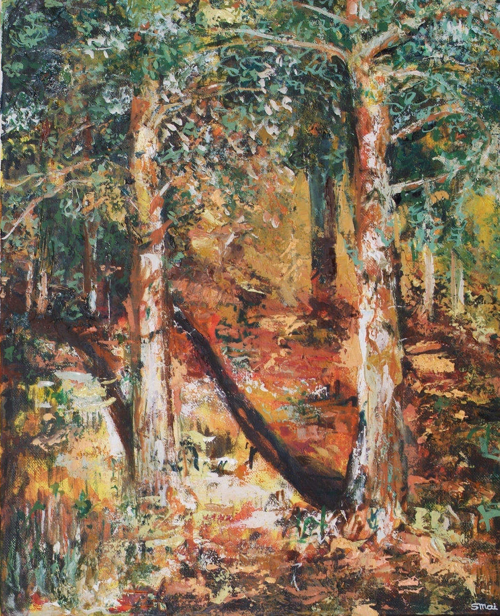 27 Vert incendié Huile sur toile 41X32.5 cm Numéro 27
