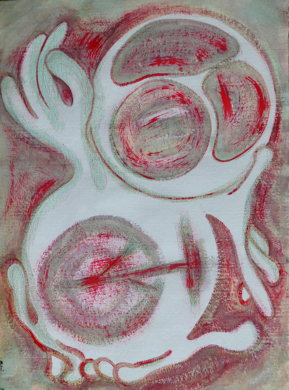 Éveilleuse dixième Aquarelle, crayon, craie, stylo, acrylique 60X40 cm