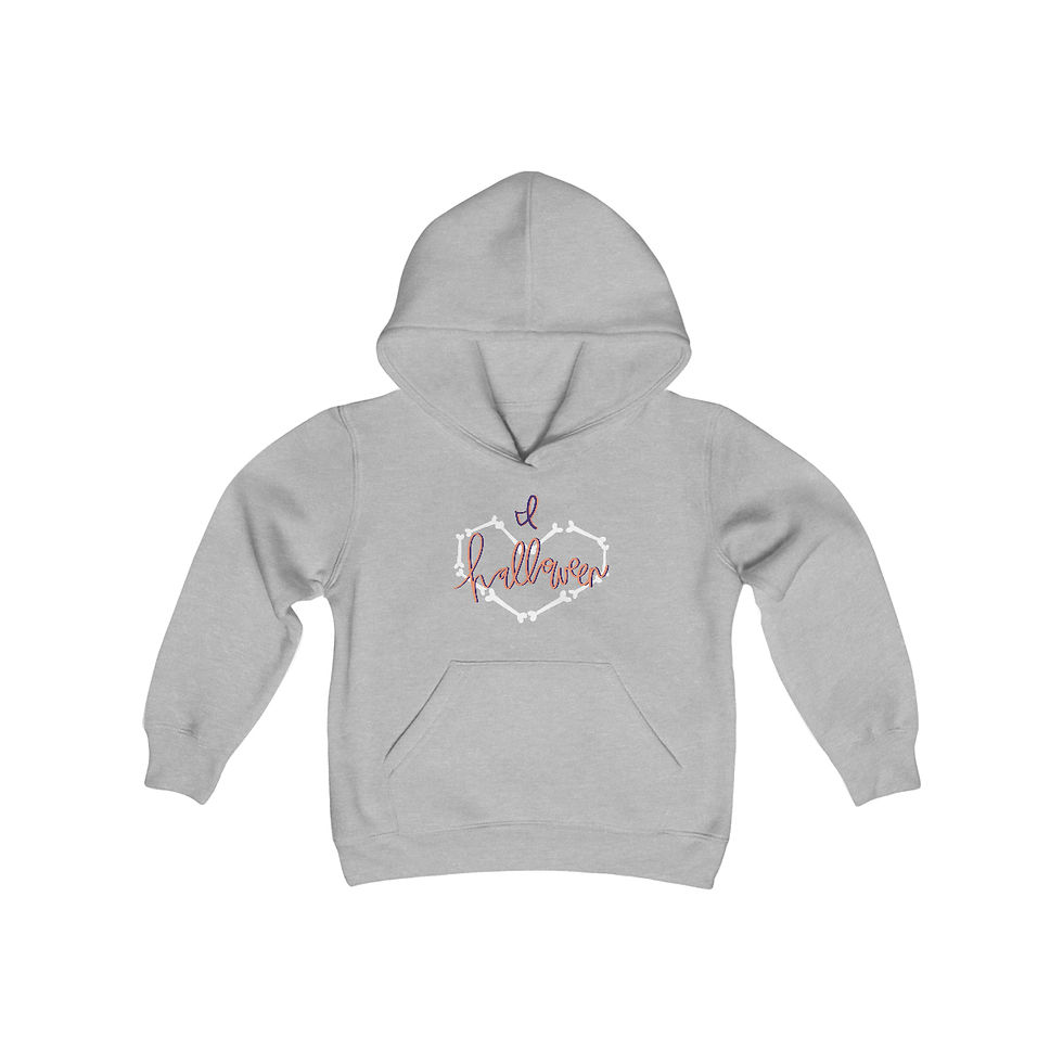 Thumbnail: Youth Bones Heart Halloween Heavy Blend Hooded Sweatshirt