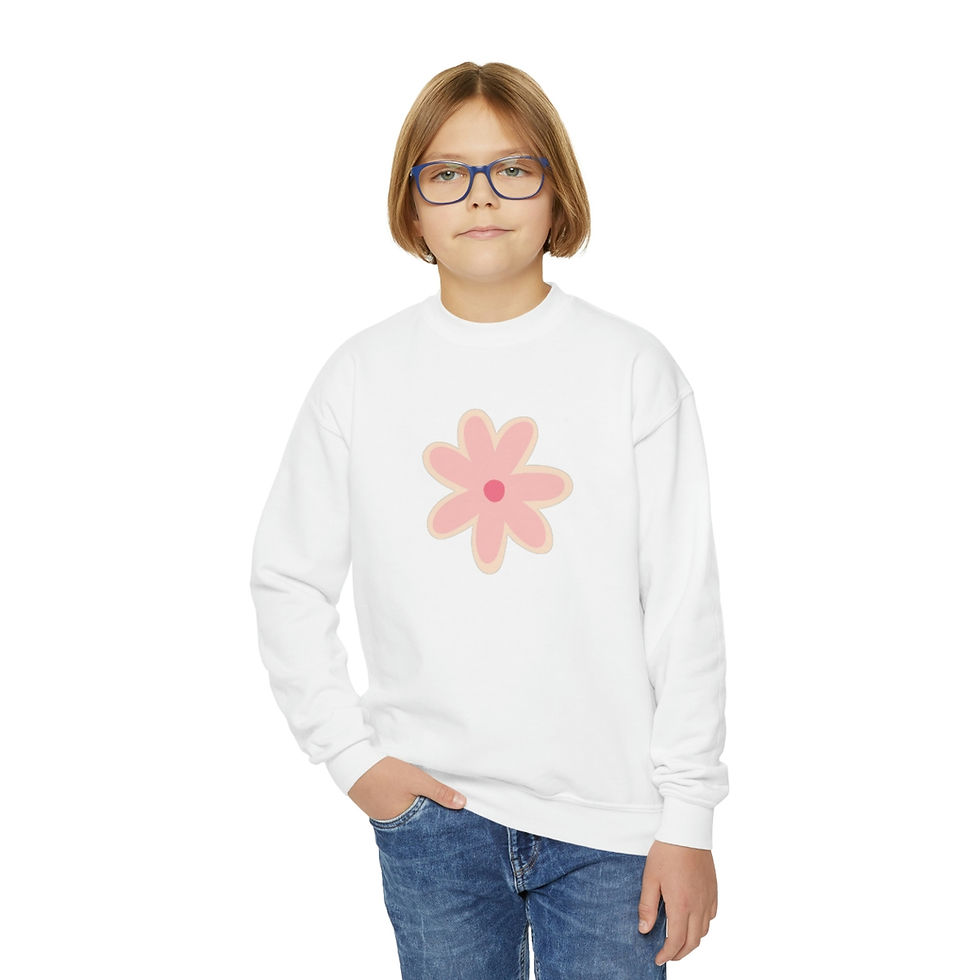 Thumbnail: Youth Pink Flower Crewneck Sweatshirt