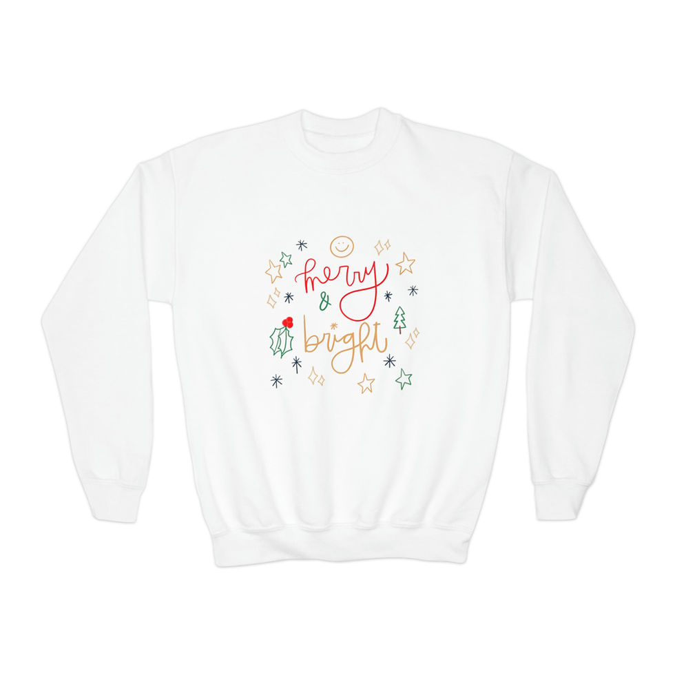 Thumbnail: Youth Merry & Bright Crewneck Sweatshirt