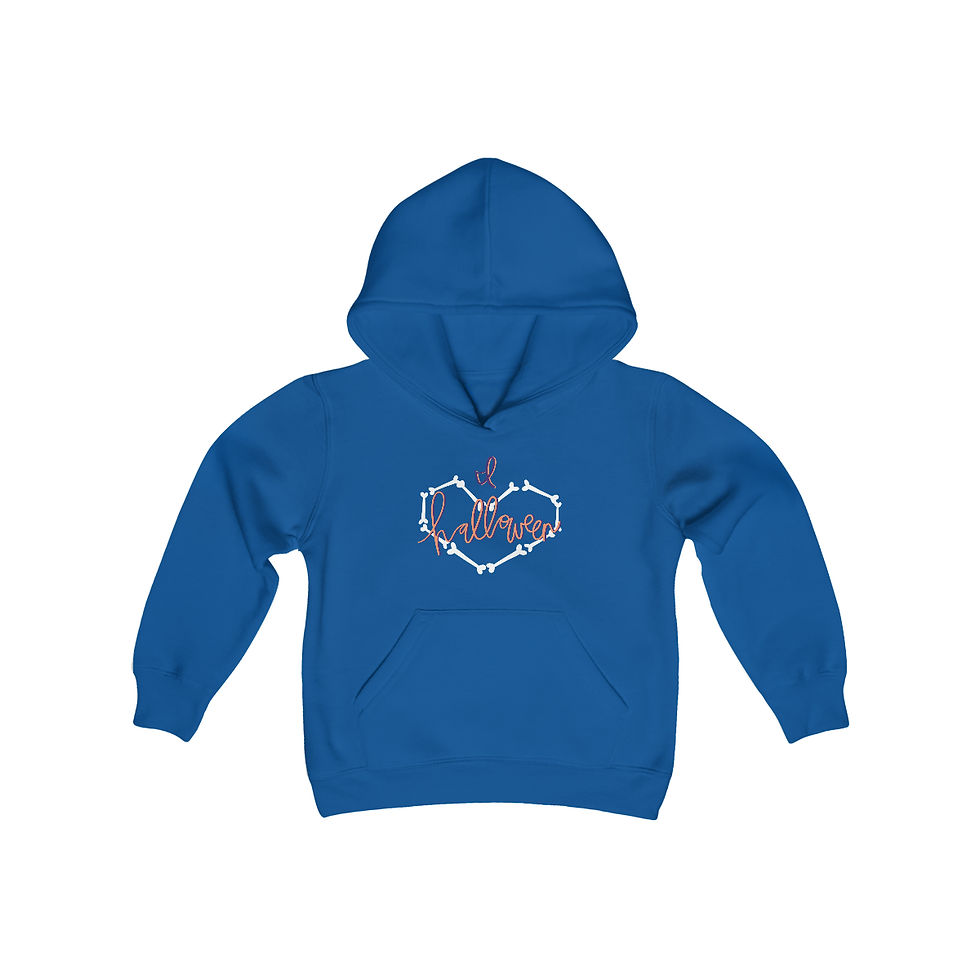 Thumbnail: Youth Bones Heart Halloween Heavy Blend Hooded Sweatshirt