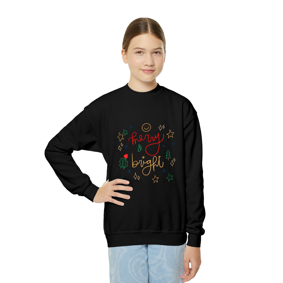 Youth Merry & Bright Crewneck Sweatshirt