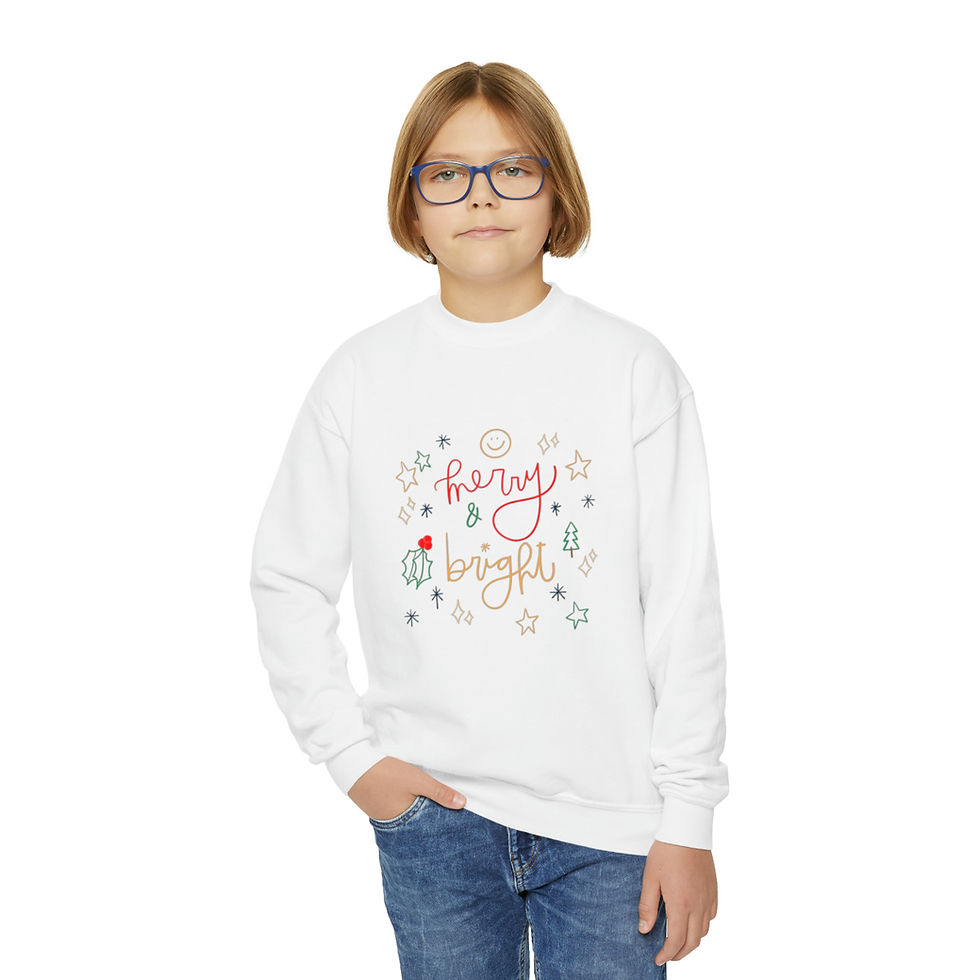 Thumbnail: Youth Merry & Bright Crewneck Sweatshirt