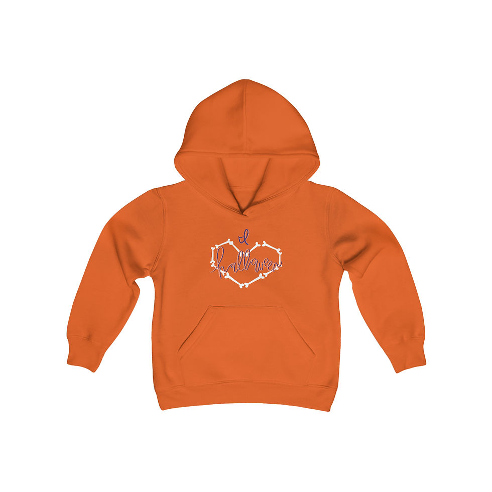 Thumbnail: Youth Bones Heart Halloween Heavy Blend Hooded Sweatshirt