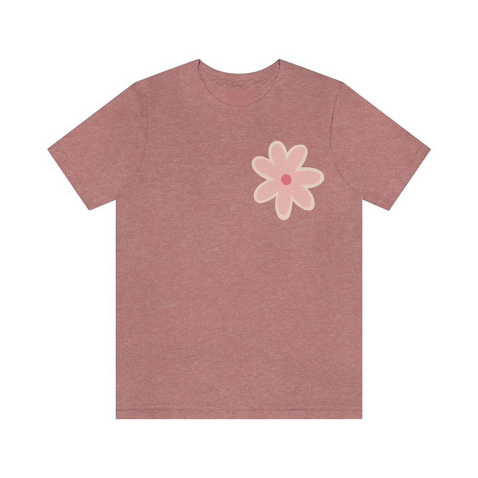 Thumbnail: Unisex Pink Flower Jersey Short Sleeve Tee