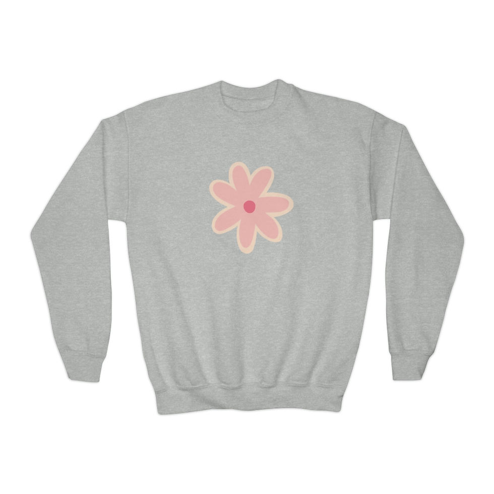 Thumbnail: Youth Pink Flower Crewneck Sweatshirt