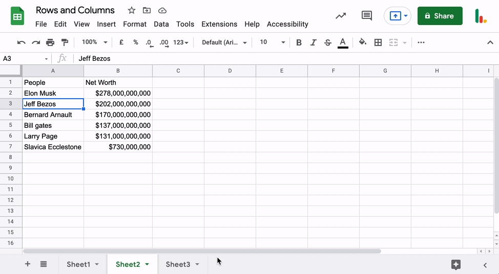 Deleting, Hiding & Resizing Rows and Columns