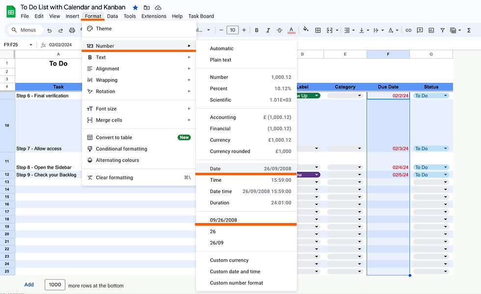 Choose a Date Format: In the `Date` section, you'll find various preset date formats, including dd/mm/yyyy and m/d/yyyy. Select the one that suits your needs