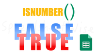 ISNUMBER function in Google Sheets showing a TRUE or FALSE result with the Google Sheet logo
