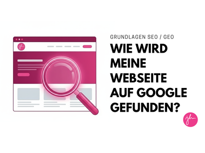 Lupe auf Webseite. Wie wird meine Webseite auf Google gefunden.