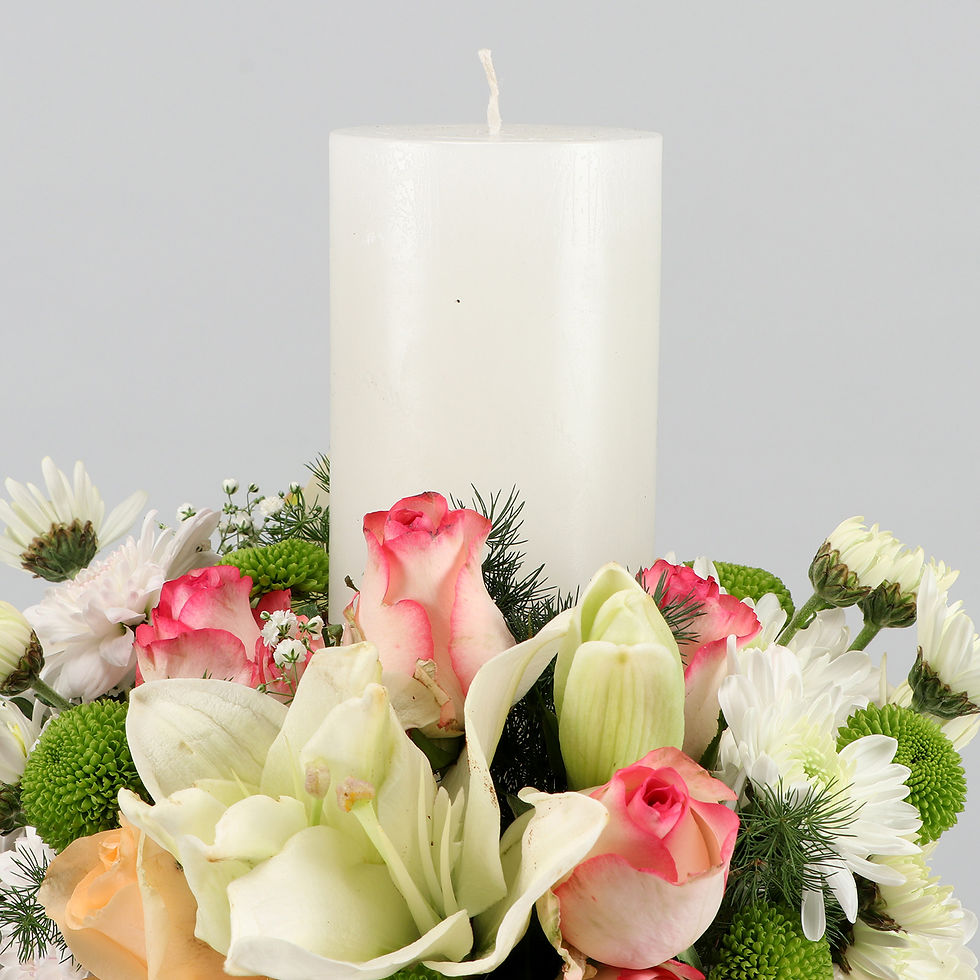 Thumbnail: Mixed Flowers Arrangement In Wooden Log