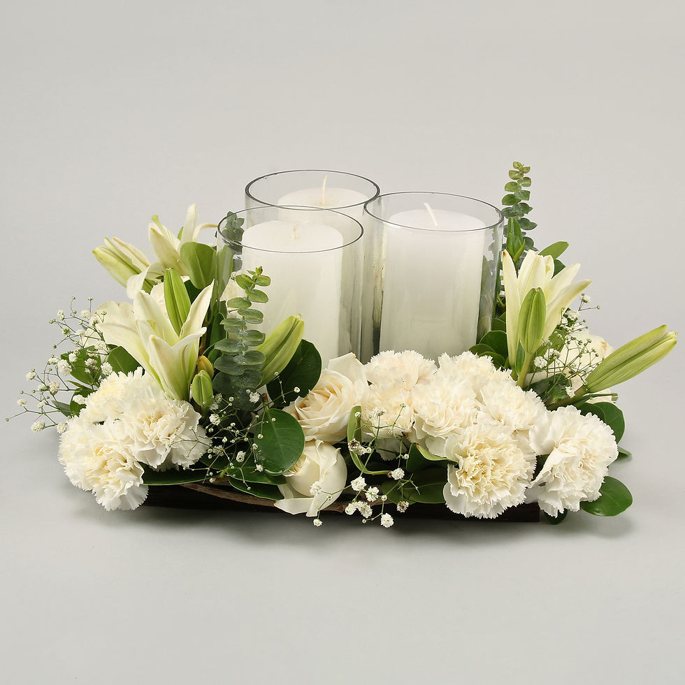 Thumbnail: White Gorgeous Flowers In Wooden Tray