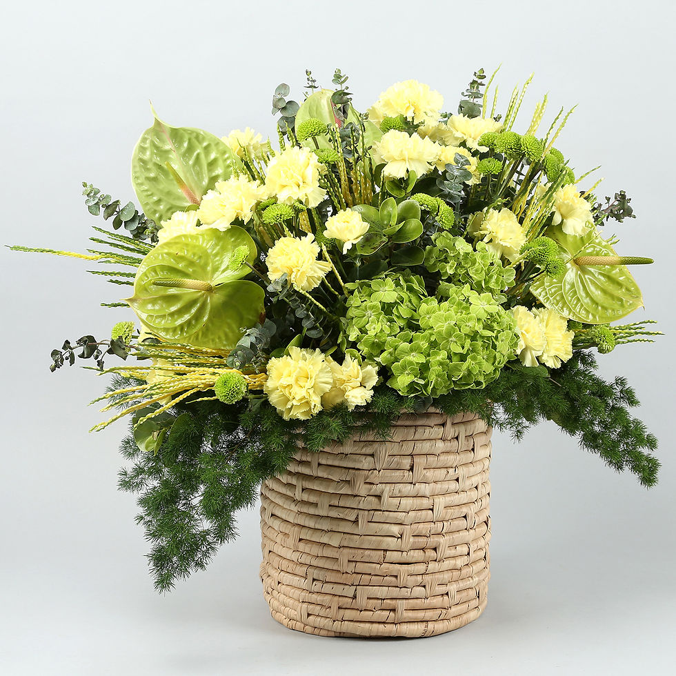 Thumbnail: Elegant Mixed Flowers In Textured Cane Basket