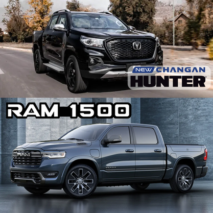 Pick‑up mediana color blanco en carretera mexicana, representando a RAM 1200, Peugeot Landtrek y Changan Hunter, la misma camioneta china vendida con tres marcas y precios diferentes en México.