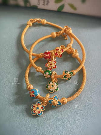 24k Enamel Flower Bracelets