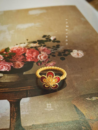 24k Red Flower Ring
