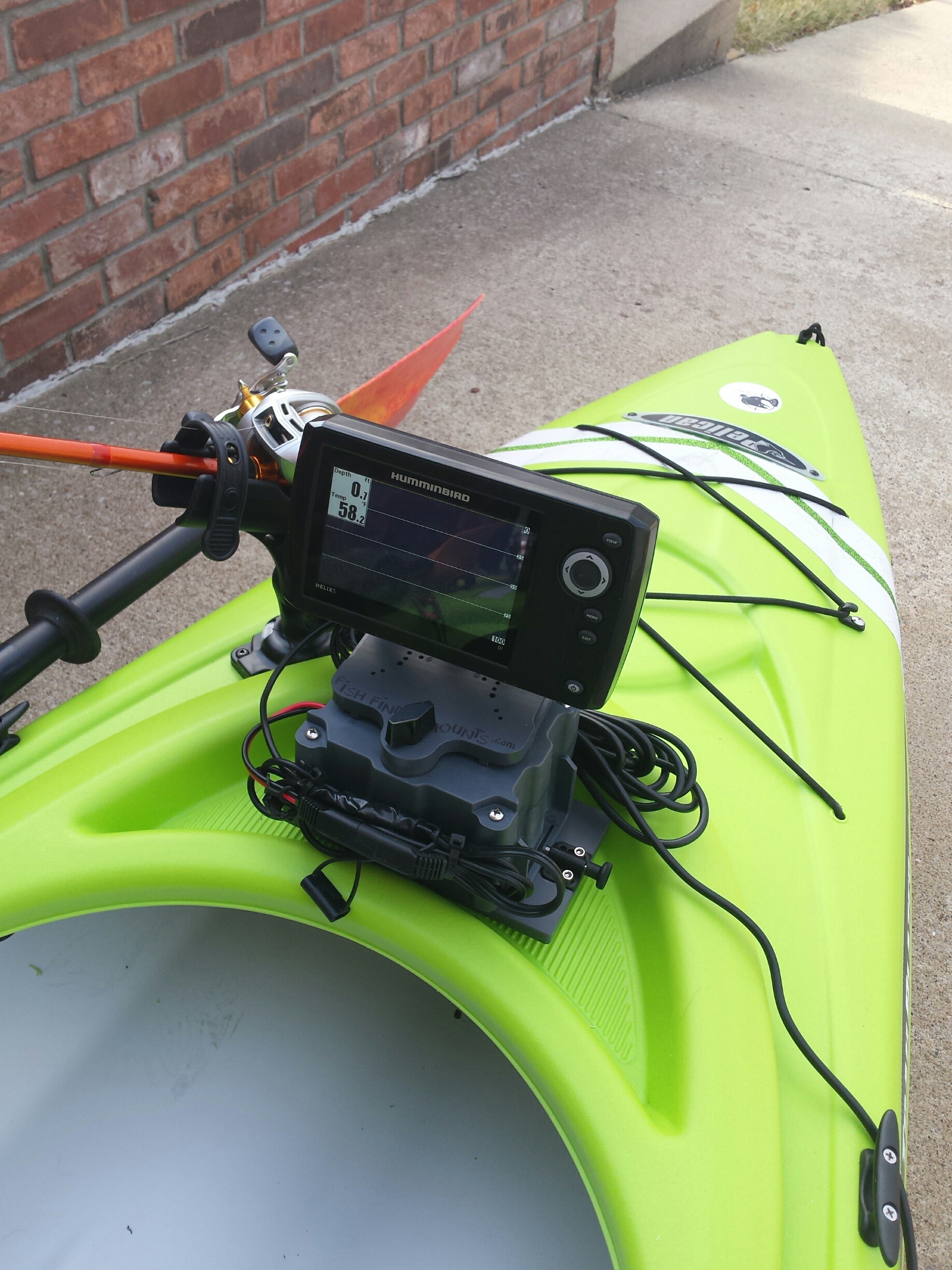 sit inside kayak fishfinder set-up