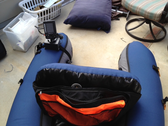 Inflatable belly boat fish finder
