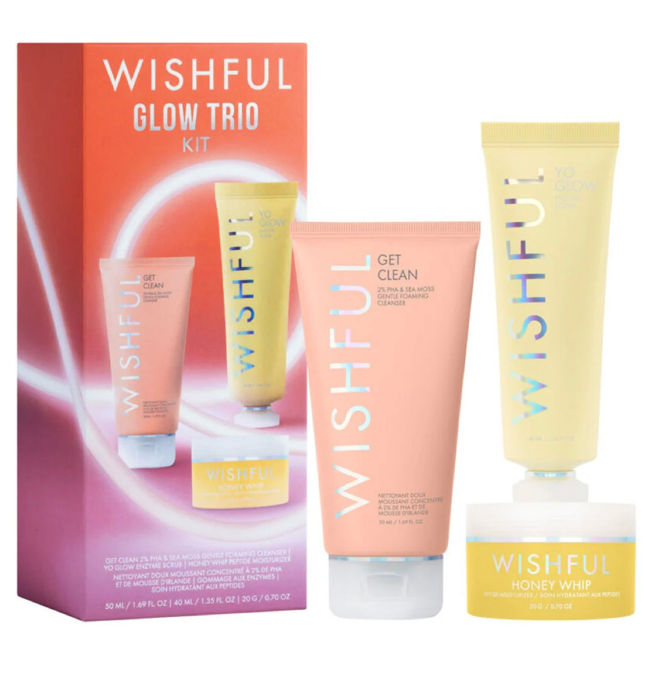WISHFUL GLOW TRIO KIT GENTLE FOAMING CLEANSER & ENZYME SCRUB & HONEY MOISTURE 