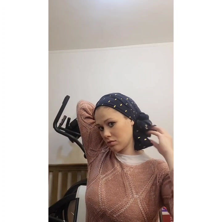 Thumbnail: Navy Blue/Gold Rinati Lakel Yomi Scarf with Scrunchie 