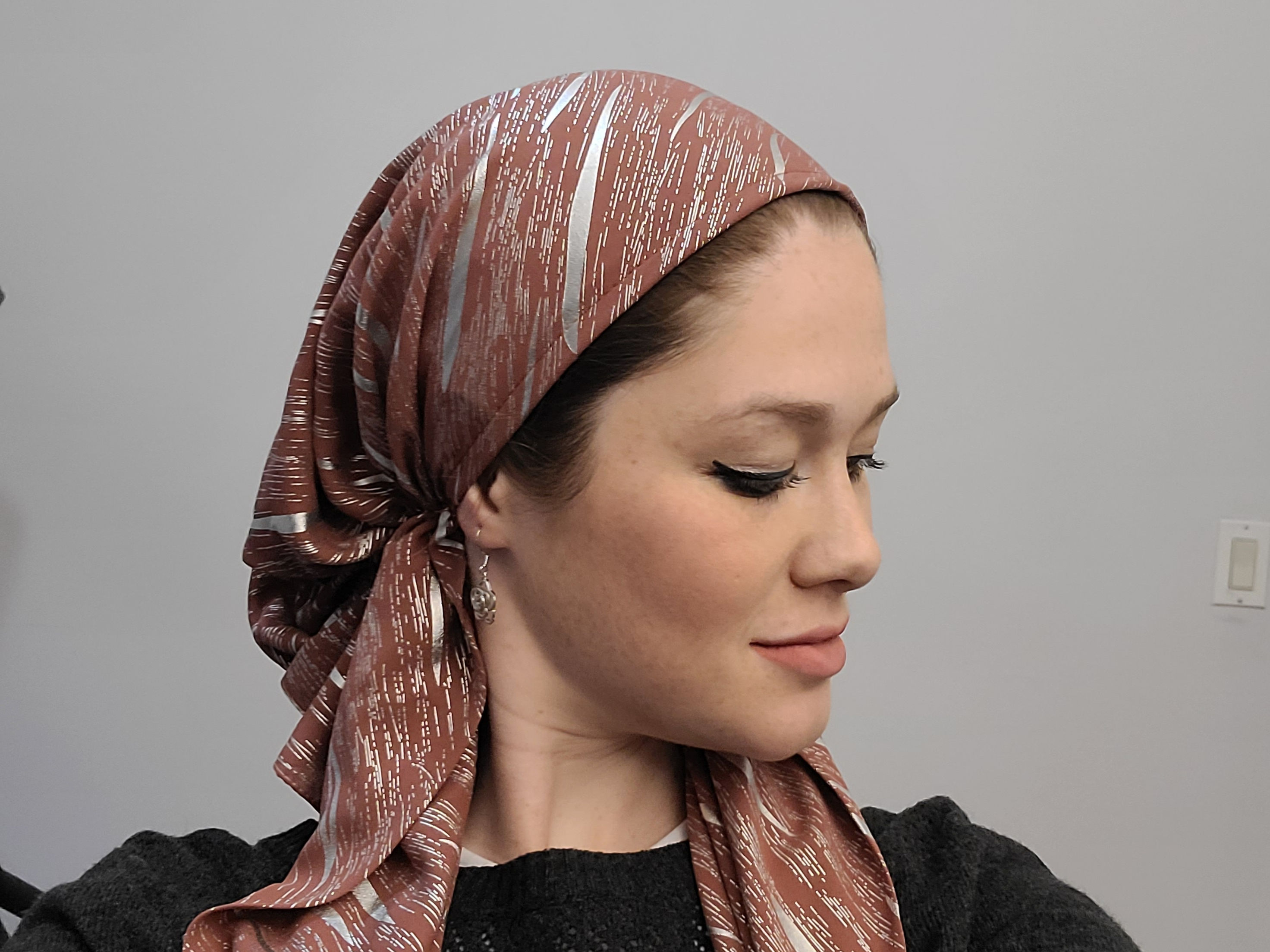 Silky Pretied Scarf with Lines