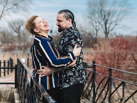 couple during engagement shoot in Humboldt Park in chicago