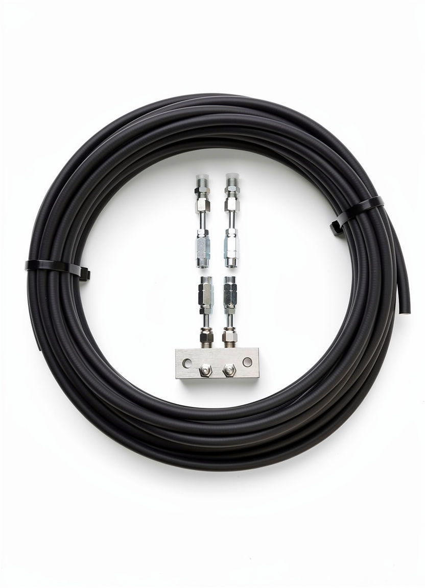 Thumbnail: 2 outlet kit c/w anchor block with grease nipples 30m x 8.6mm tube