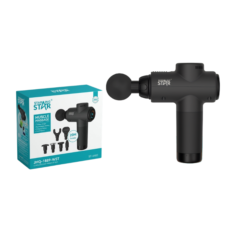 PISTOLA PORTÃTIL DE MASAJE CORWINNING STAR ST-6403 PERCUSIVA RECARGABLE MOTOR