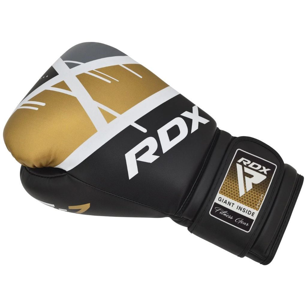 RDX F7 EGO TRAINING BOXING GLOVES - BLACK/GOLD - 14 OZ