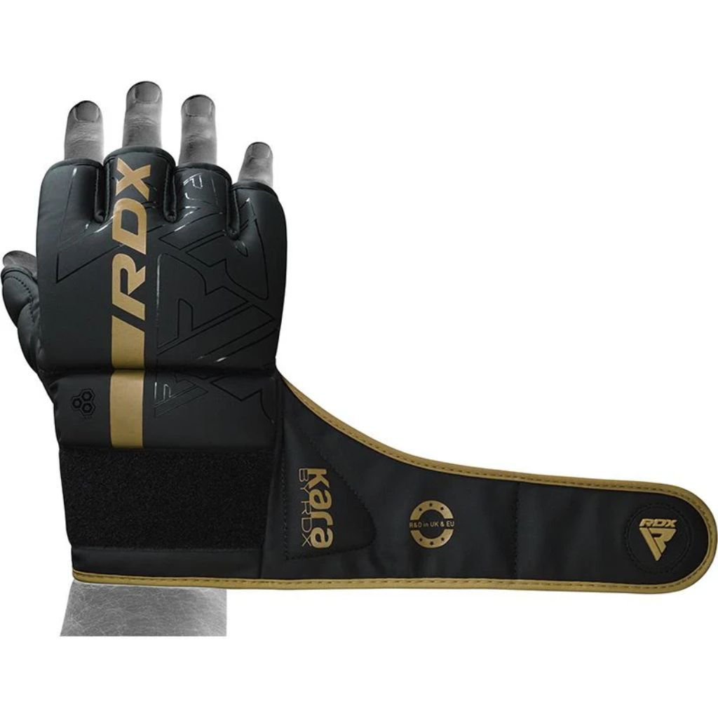 RDX F6 KARA MMA GRAPPLING GLOVES - BLACK/GOLD - S