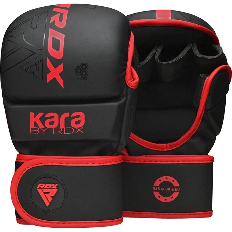 RDX F6 KARA MMA SPARRING GLOVES (SHOOTER) - BLACK/RED - L/XL