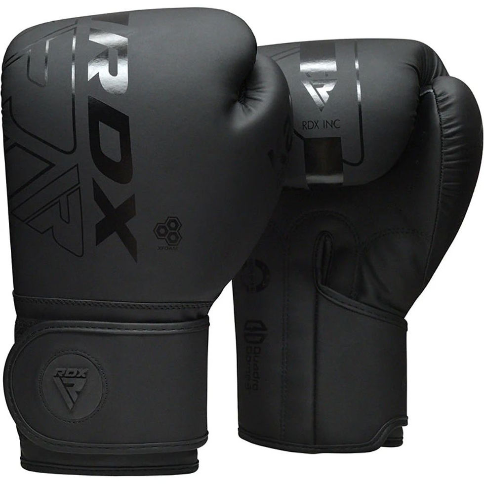 Miniatura: RDX F6 KARA BOXING TRAINING GLOVES - BLACK/BLACK - 14OZ