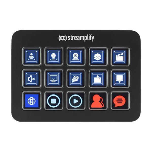 Miniatura: TECLADO STREAMING STREAMPLIFY -LCD 15 TECLAS CON HUB NEGRO SPUD-DO20A01.11