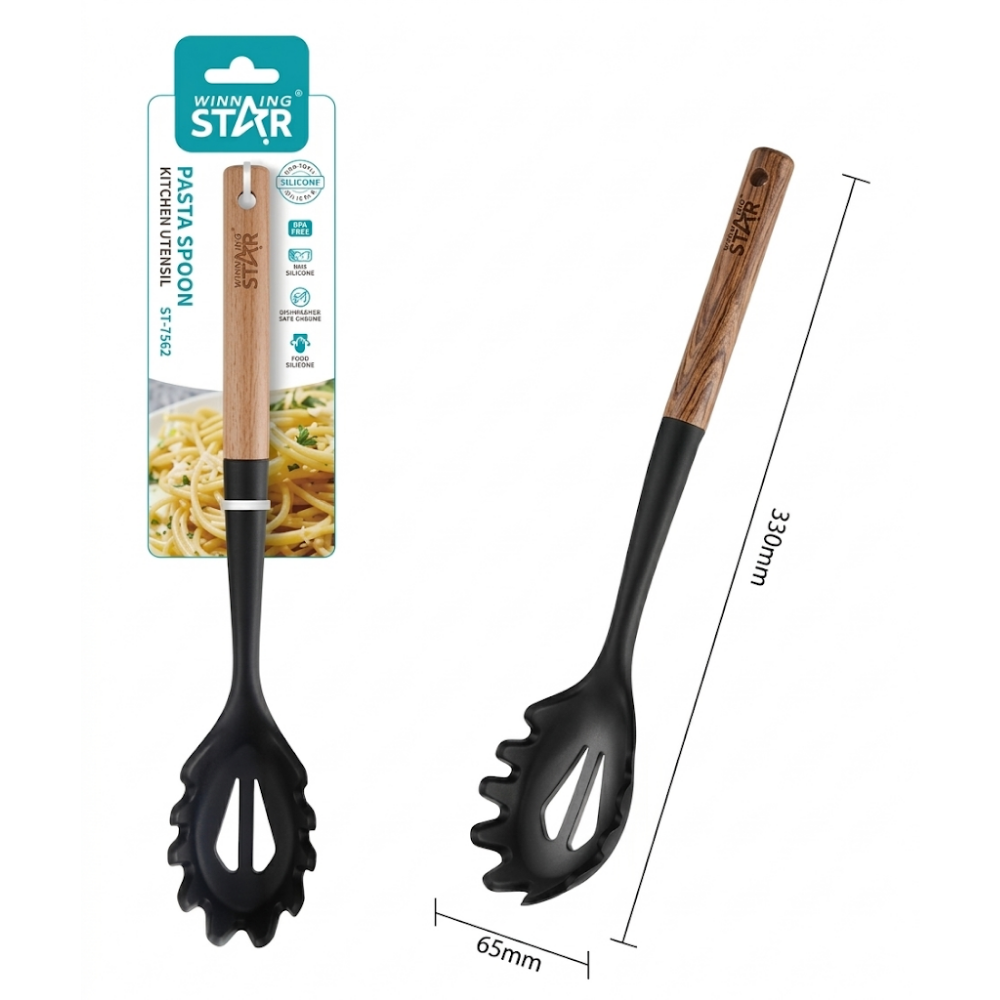 CUCHARA DE PASTA WINNING STAR ST-7552 SILICONA / NYLON / MADERA