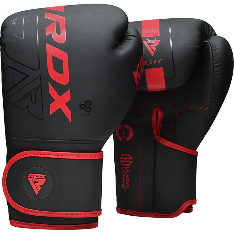 Miniatura: RDX F6 KARA BOXING TRAINING GLOVES - BLACK/RED - 14OZ