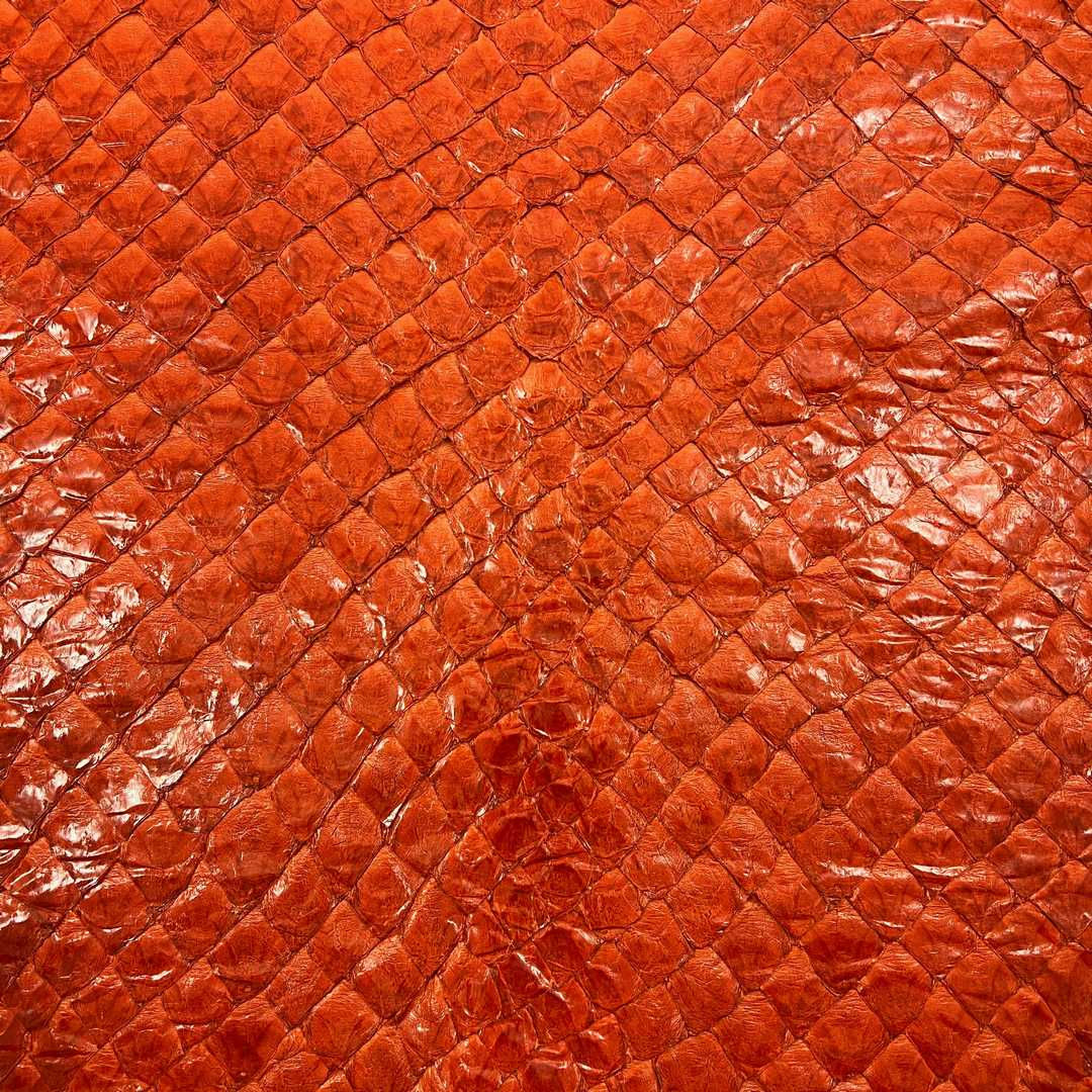 Picture of pirarucu leather article color Orange Shiny Finishing