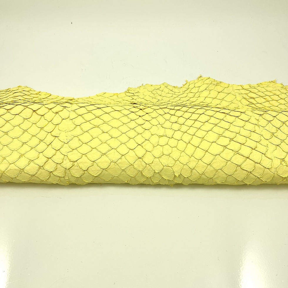 Thumbnail: Picture of pirarucu leather panel article color Elfin Yellow Matte Finishing