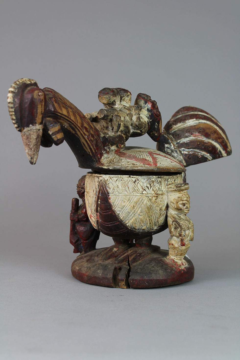 Wood Carved Bowl in the form of a Chicken. Yoruba, Nigeria