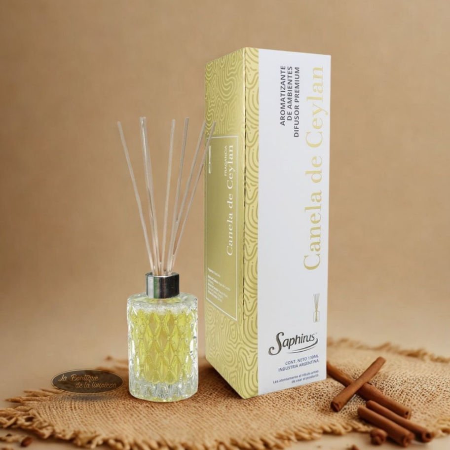 Difusor Premium Canela de Ceylán Saphirus x 130 ml aromatizante textil