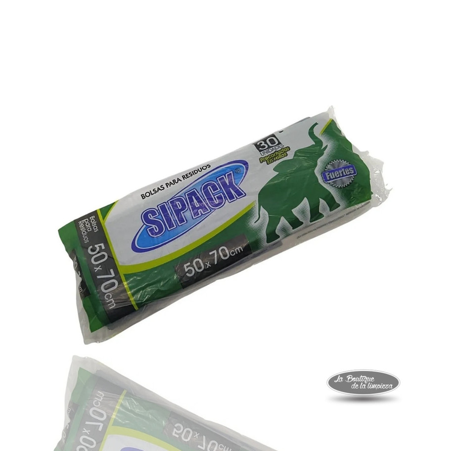Bolsas Para Residuos Sipack 50x70cm Rollo Precortadas Color Negro x 30un