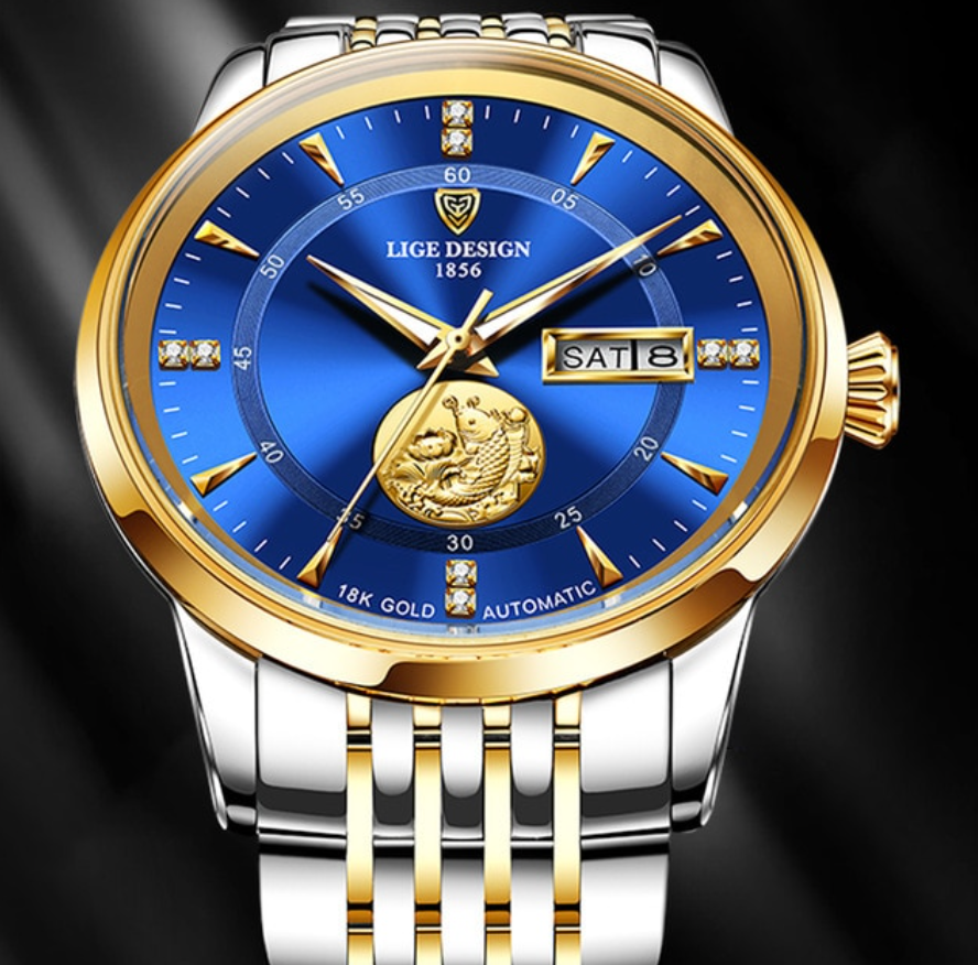 Miniatura: LIGE H341 Orologio con rifinitura in oro 18k