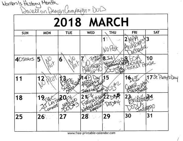 March 2018 Calendar